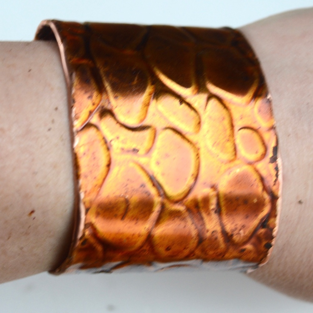 Cobblestone Copper Cuff Bracelet Boho Gift Gladiator Spartan Statement Jewelry H